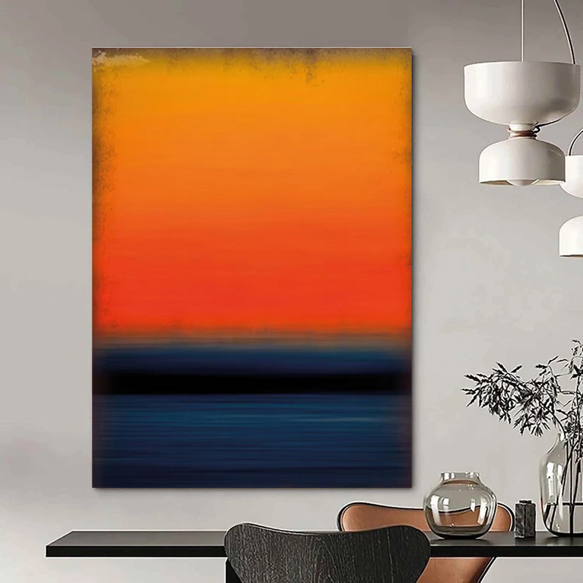 Buy Abstract Art Online Orange & Blue Gradient Sunset Abstract, Modern Art Acrylic DPS494