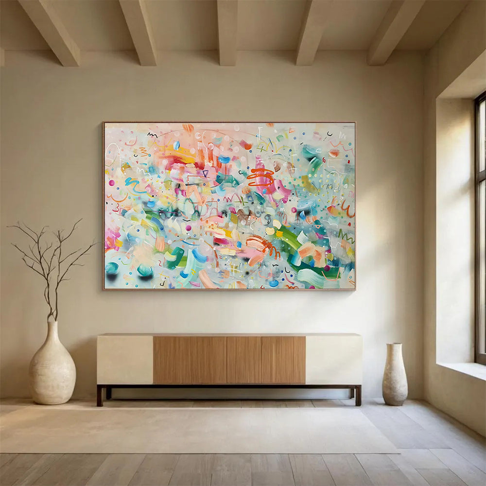 Huge Size Multicolor Playful Abstract Expressionist Art HPS333
