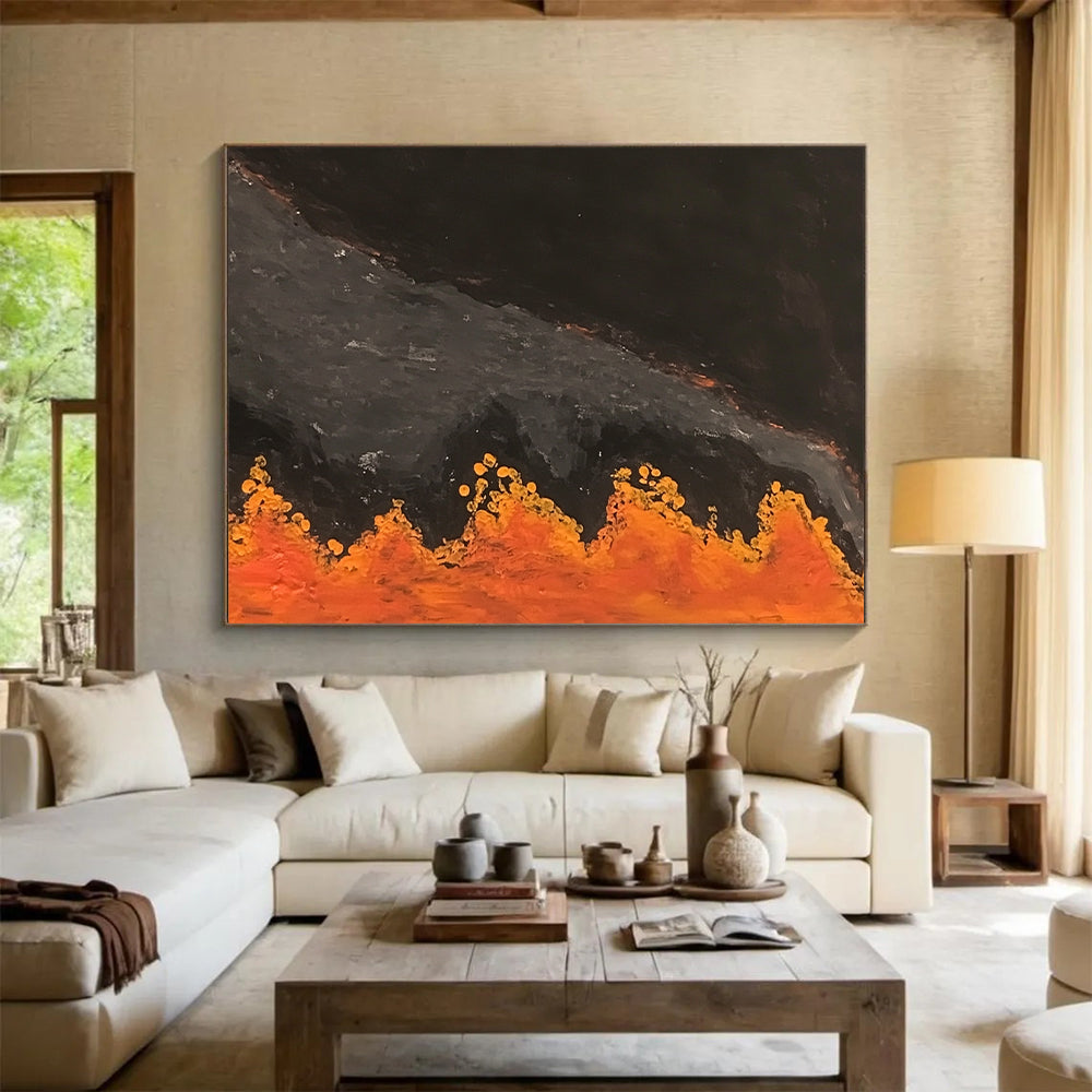 Black Orange Gray Abstract Art PT141