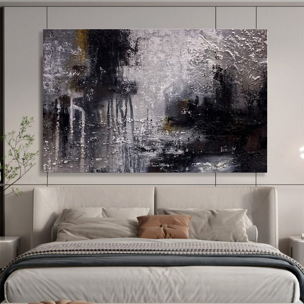 Cool Abstract Paintings Monochrome Textured Cityscape On Canvas HPS007