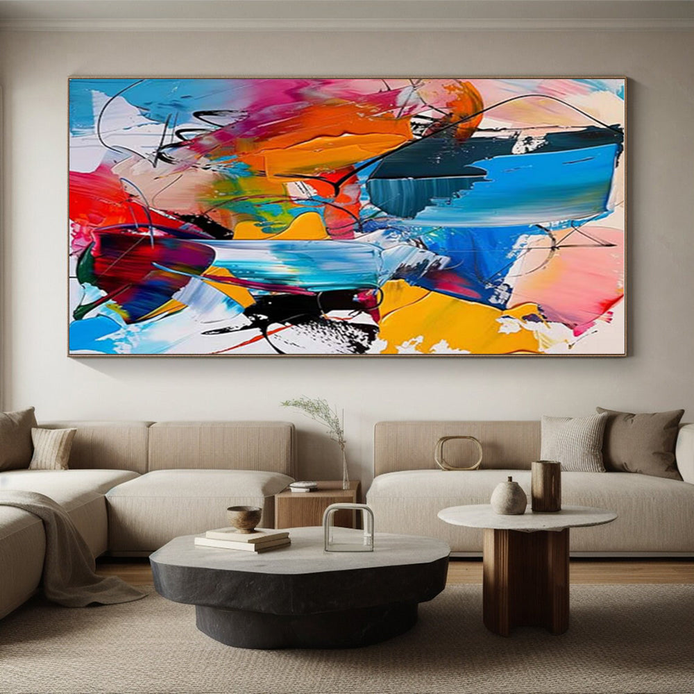 Oversized Abstract Wall Art Multicolor Dynamic Abstract Art PT364