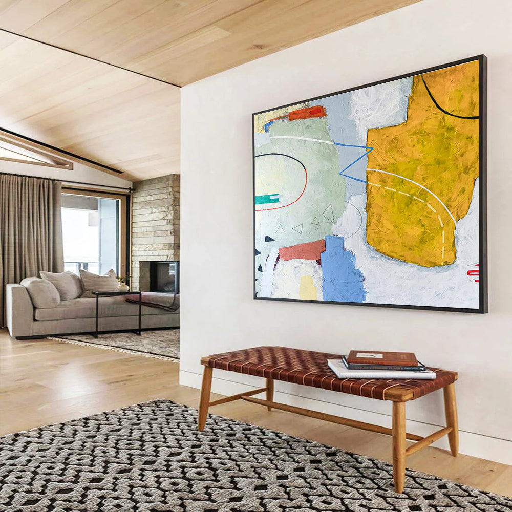 Large Painting In Living Room Multicolor Geometric Abstract Art HPS415