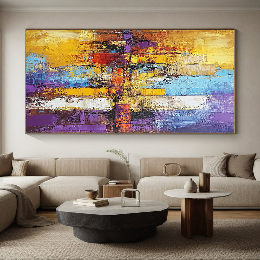 Hand-Painted Multicolor Textured Urban Abstract Painting On Canvas PT121