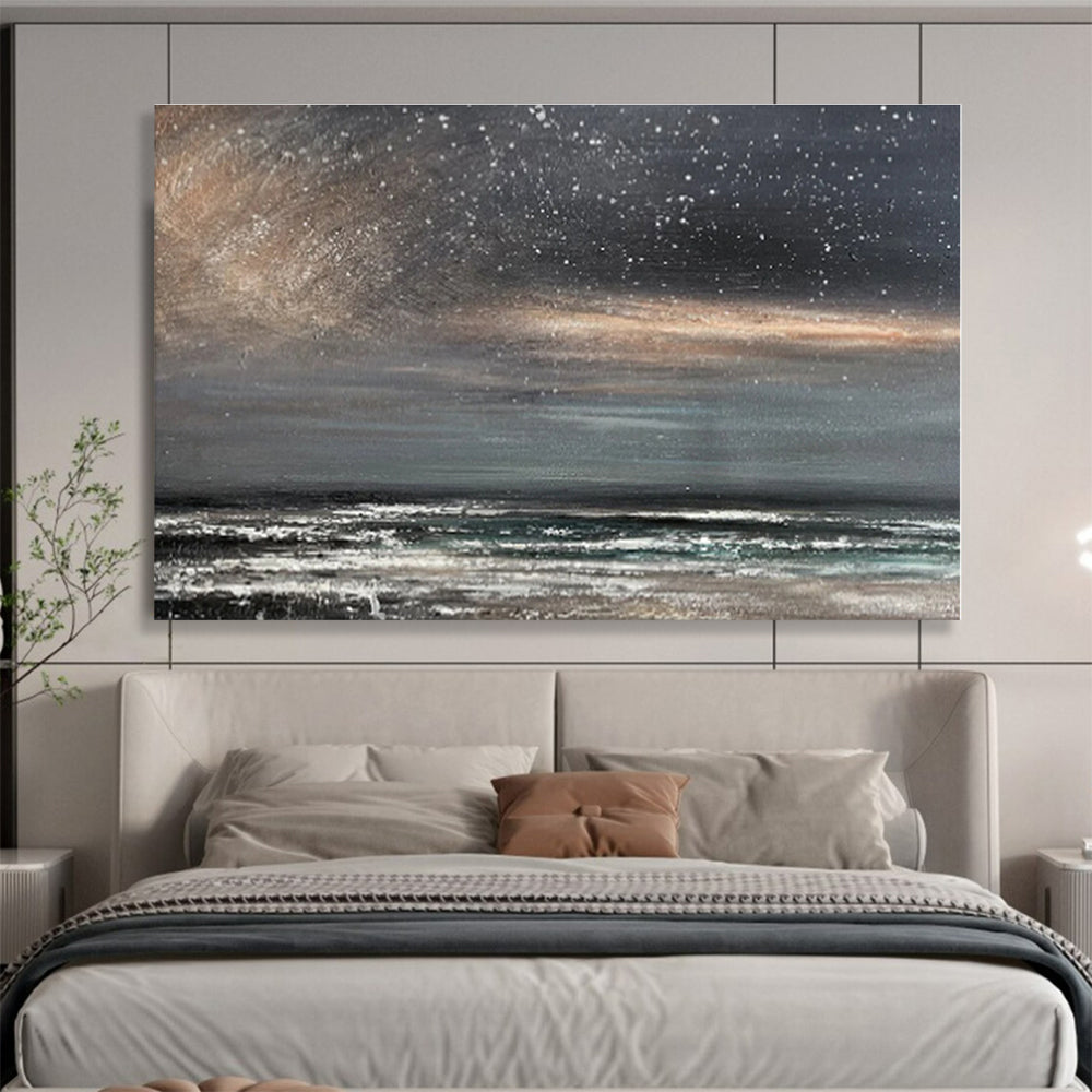 Cool Abstract Paintings Starry Night Over Dark Sea Abstract On Canvas HPS035