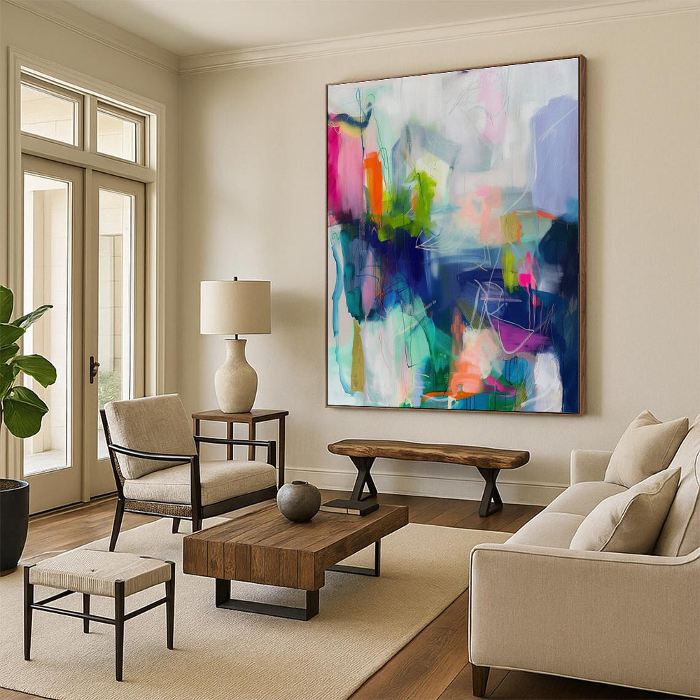 Oversized Abstract Wall Art Colorful Geometric Abstract Art PT715