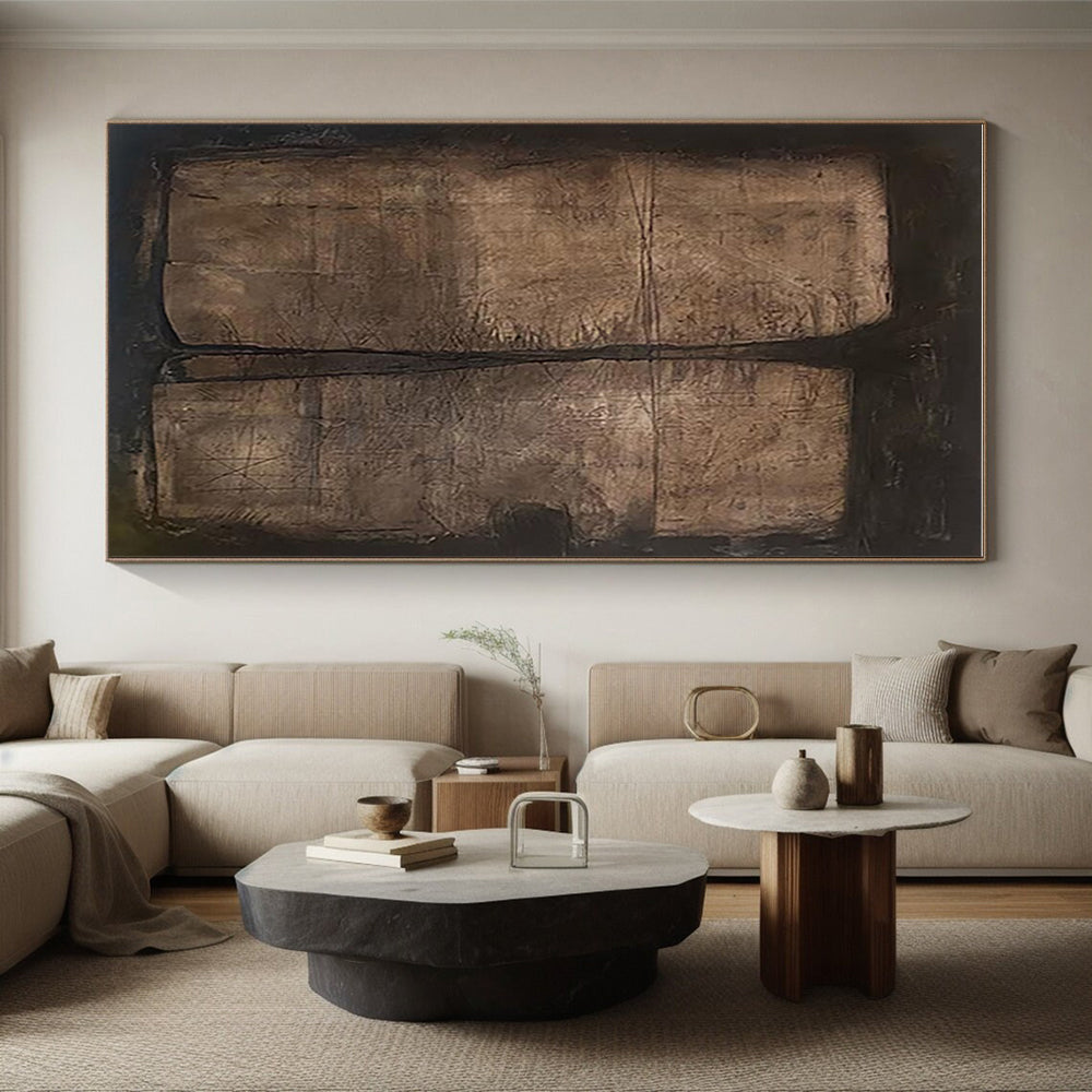 Large Size Brown Black Textured Abstract Art PT486