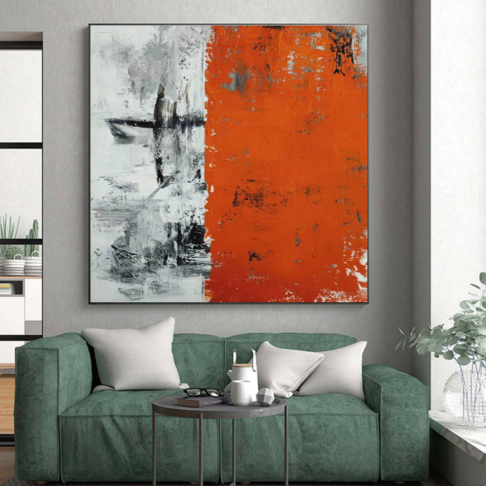 Acrylic Modern Art Paintings Orange Gray Black Abstract Art PT402