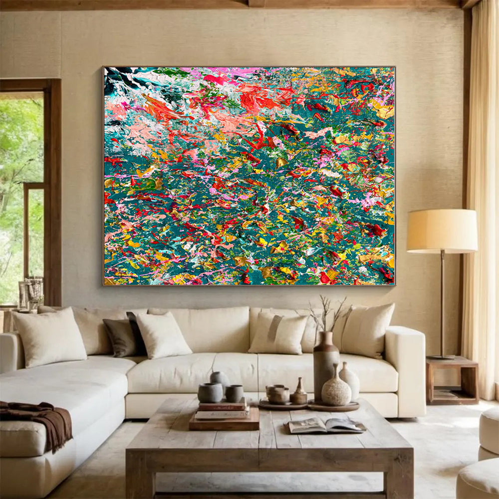 Oversized Abstract Wall Art Colorful Floral Abstract Art PT723