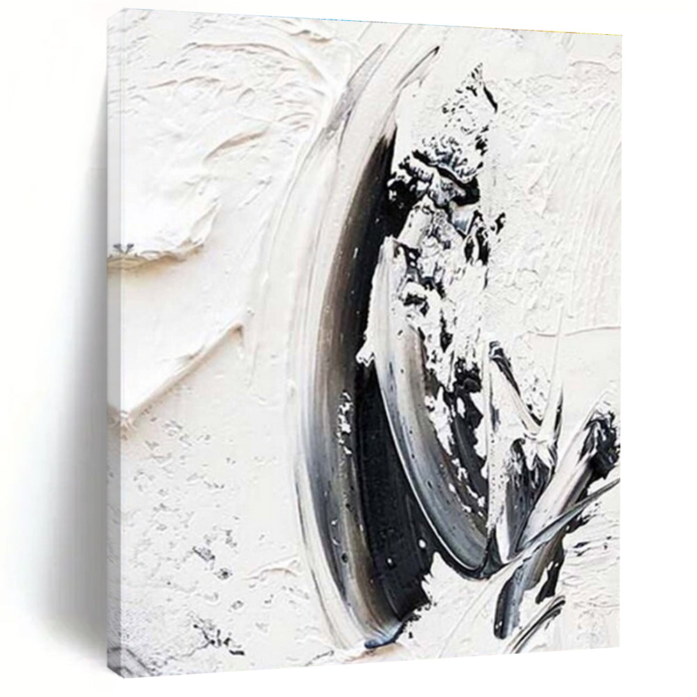 Minimalist Canvas Art Black and White Textured Abstract, Modern Art Acrylic PT560