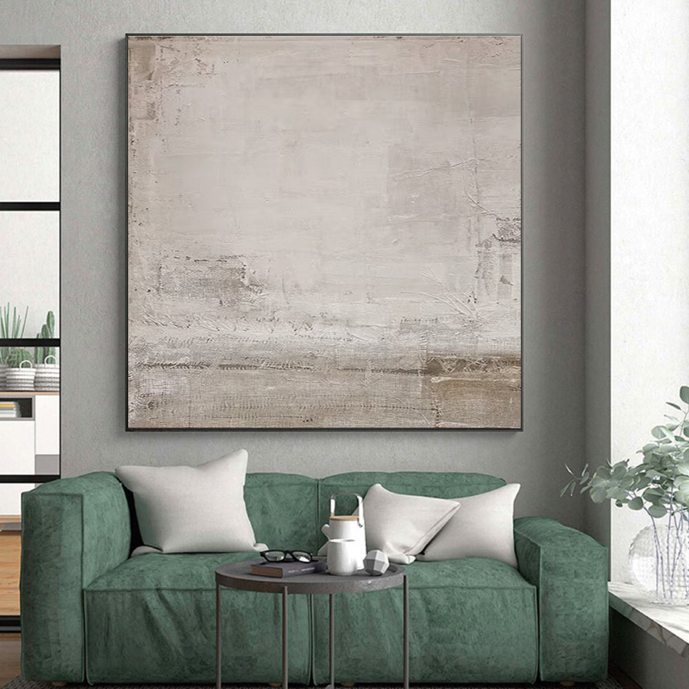 Minimalist Canvas Art Light Gray Textured Abstract Art PT626