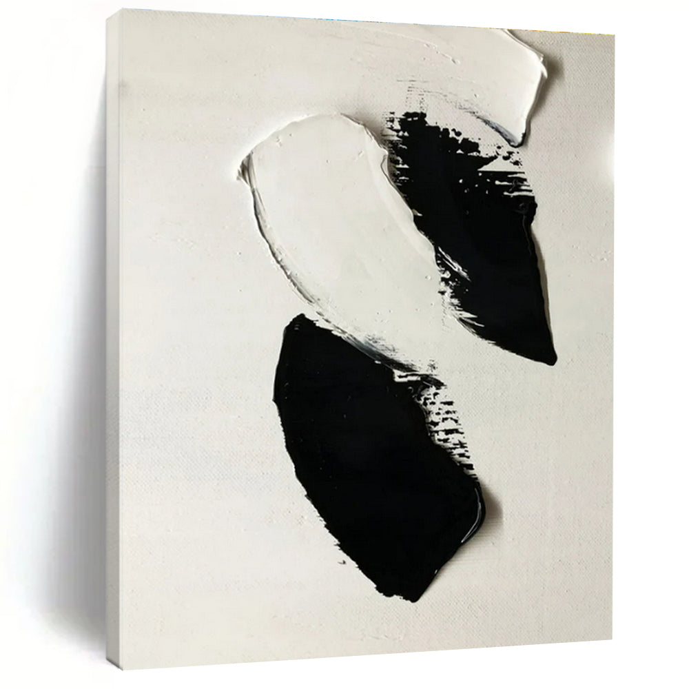Black & White Minimalist Canvas Art - Bold Brush Strokes Abstract Art PT564