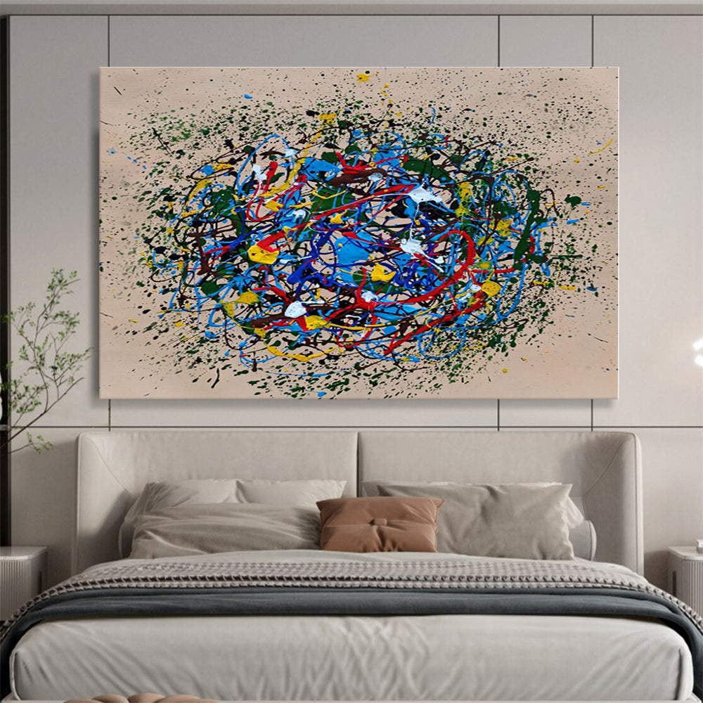 Hand Painted Art Multicolor Splatter Abstract Painting On Canvas HPS085