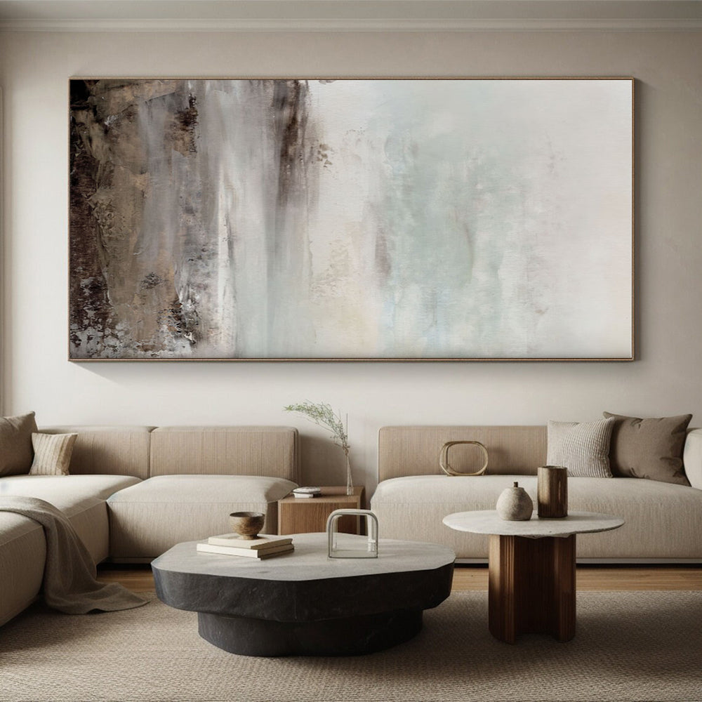 Large Size Beige, Grey, and Brown Abstract Landscape Textures Art PT237