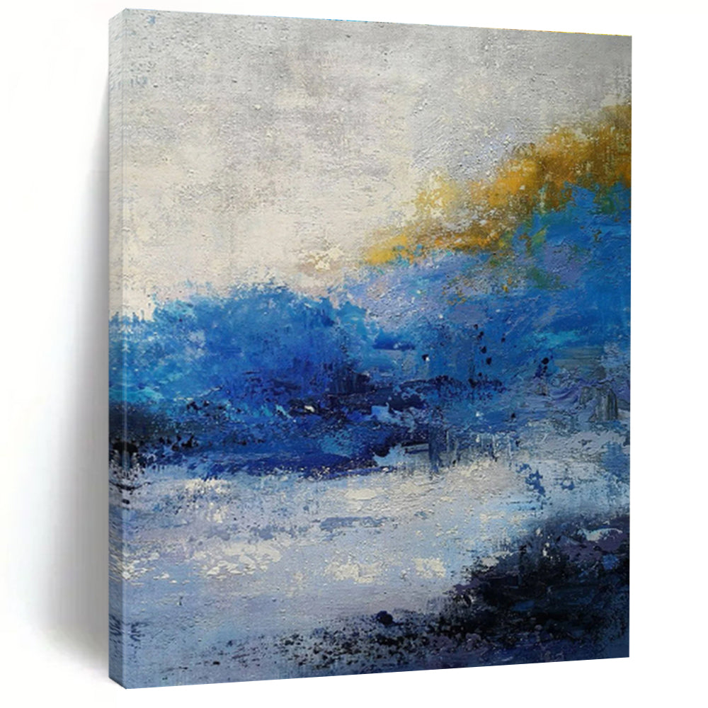 Handmade Art Blue Yellow White Abstract Landscape Art PT417