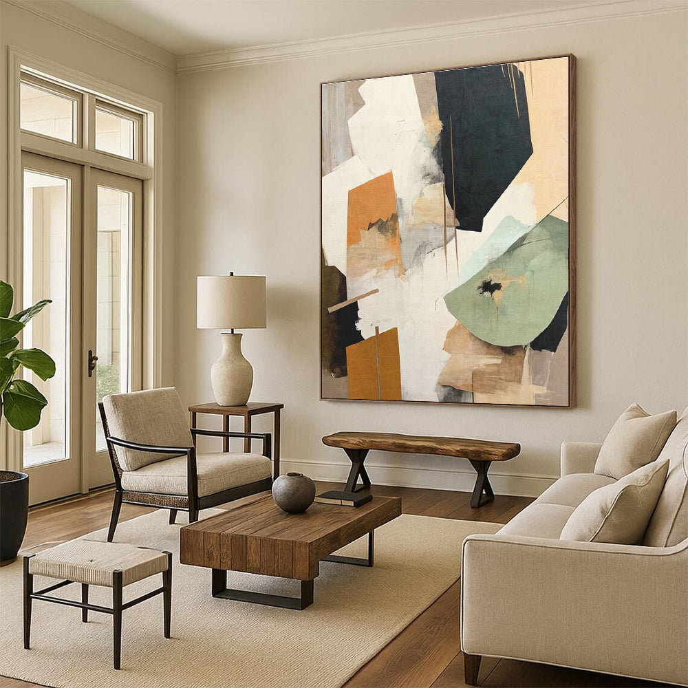 Large Contemporary Wall Art - Multicolor Geometric Blocks Abstract Art PT580