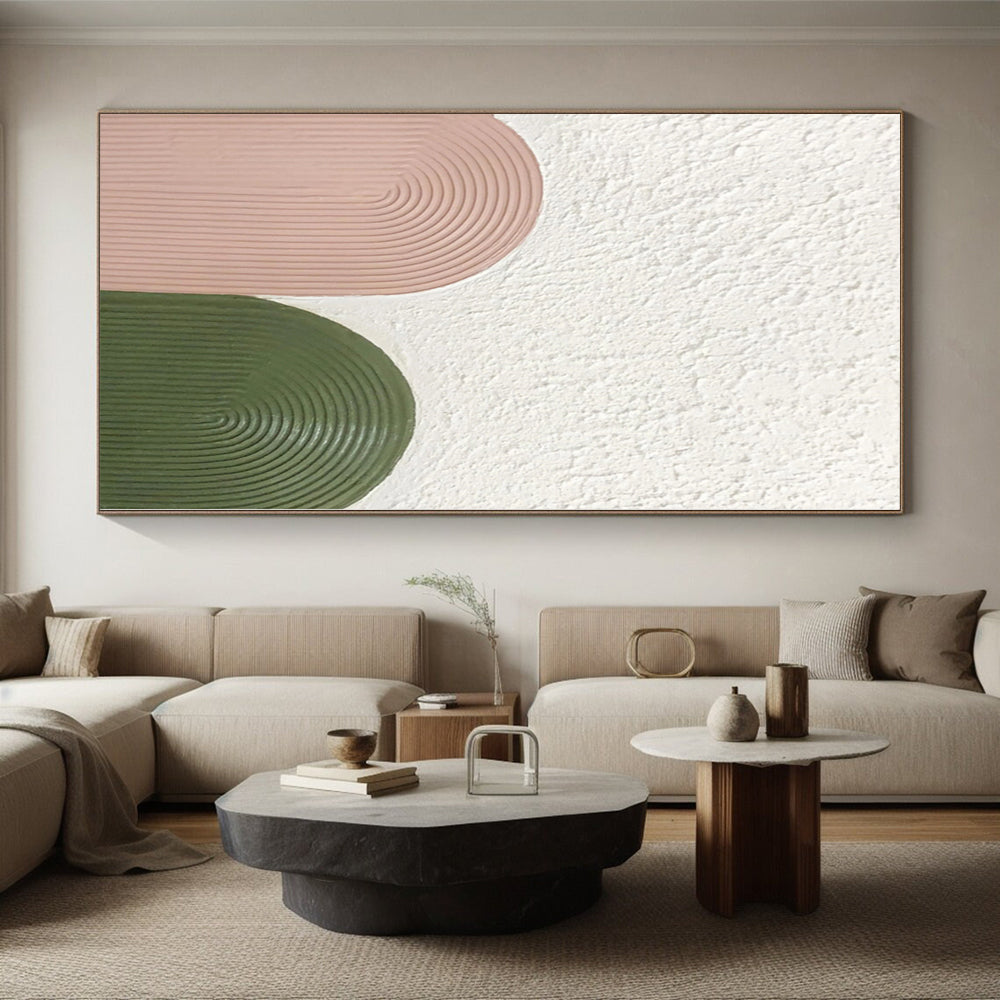 Acrylic Modern Art Paintings Pink & Green Textured Geometric Abstract Painting On Canvas PT036