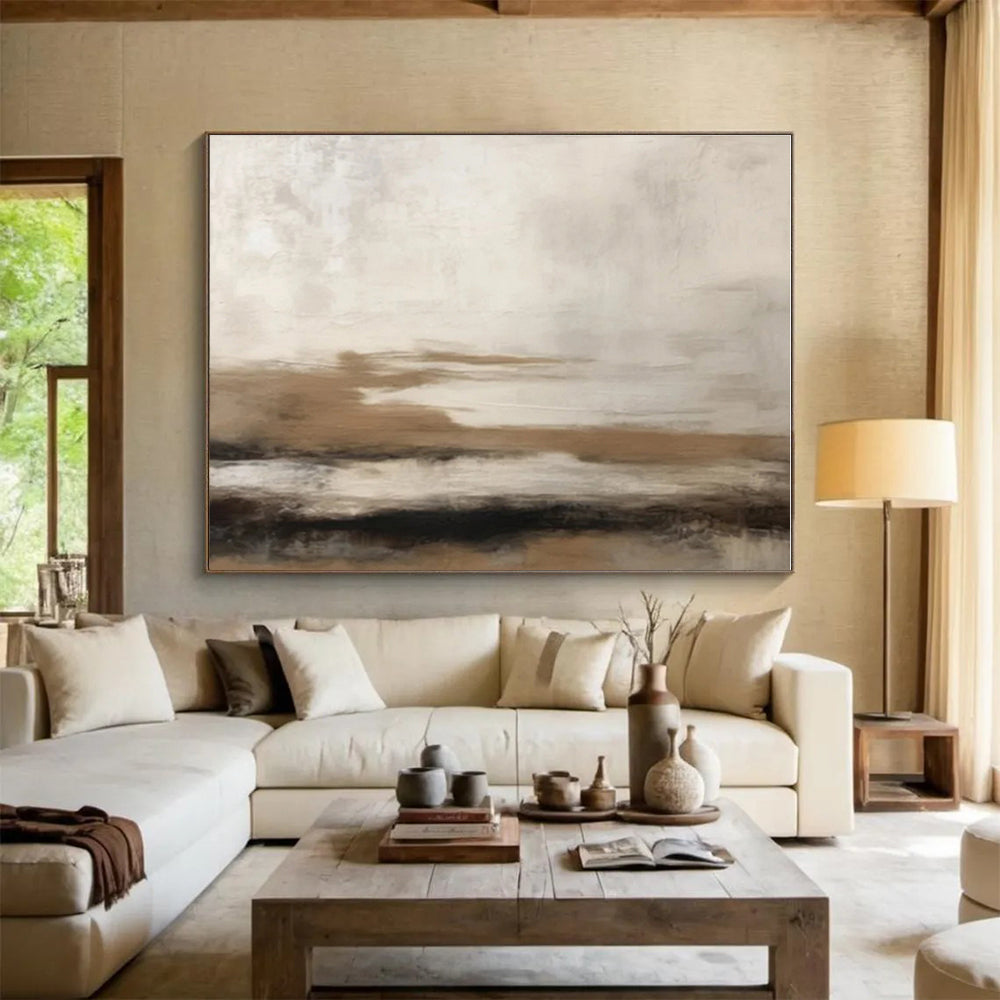 Handmade Art Neutral Tones Landscape Abstract Painting On Canvas HPS088