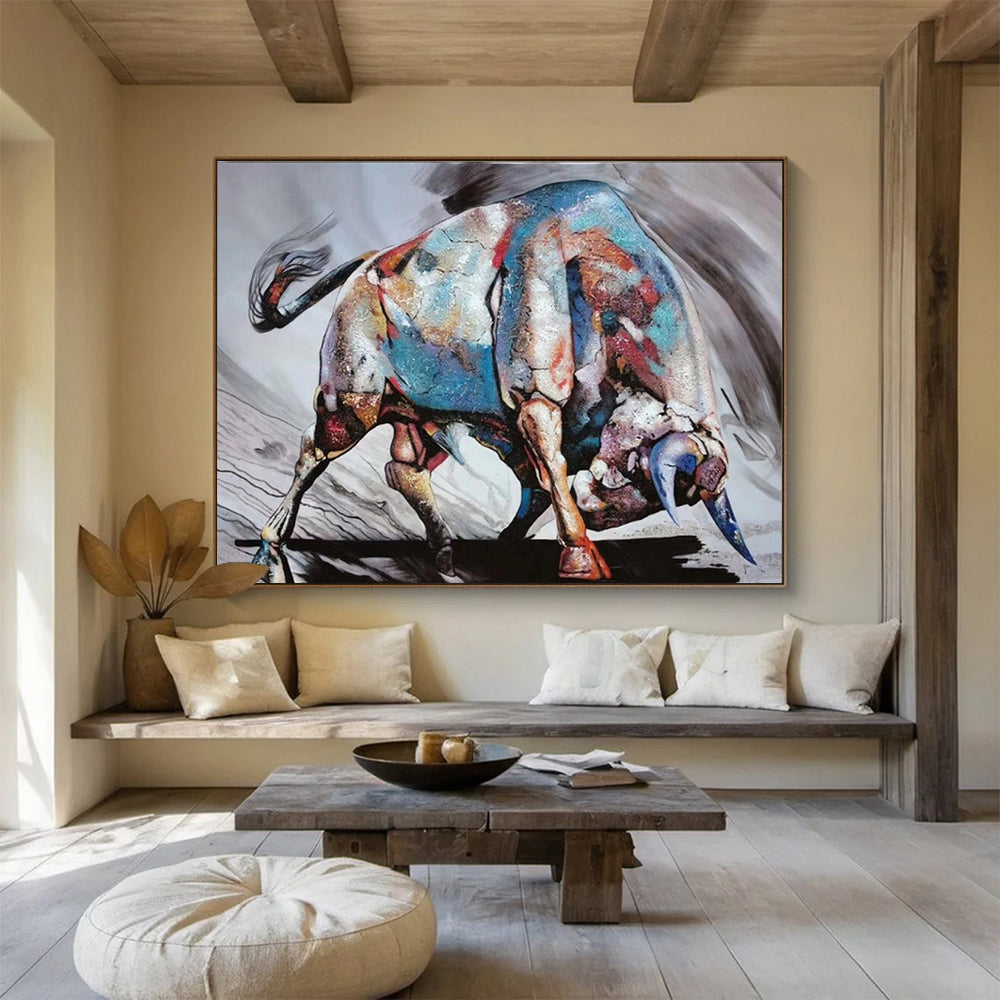 Large Size Multicolor Abstract Bull Art HPS404