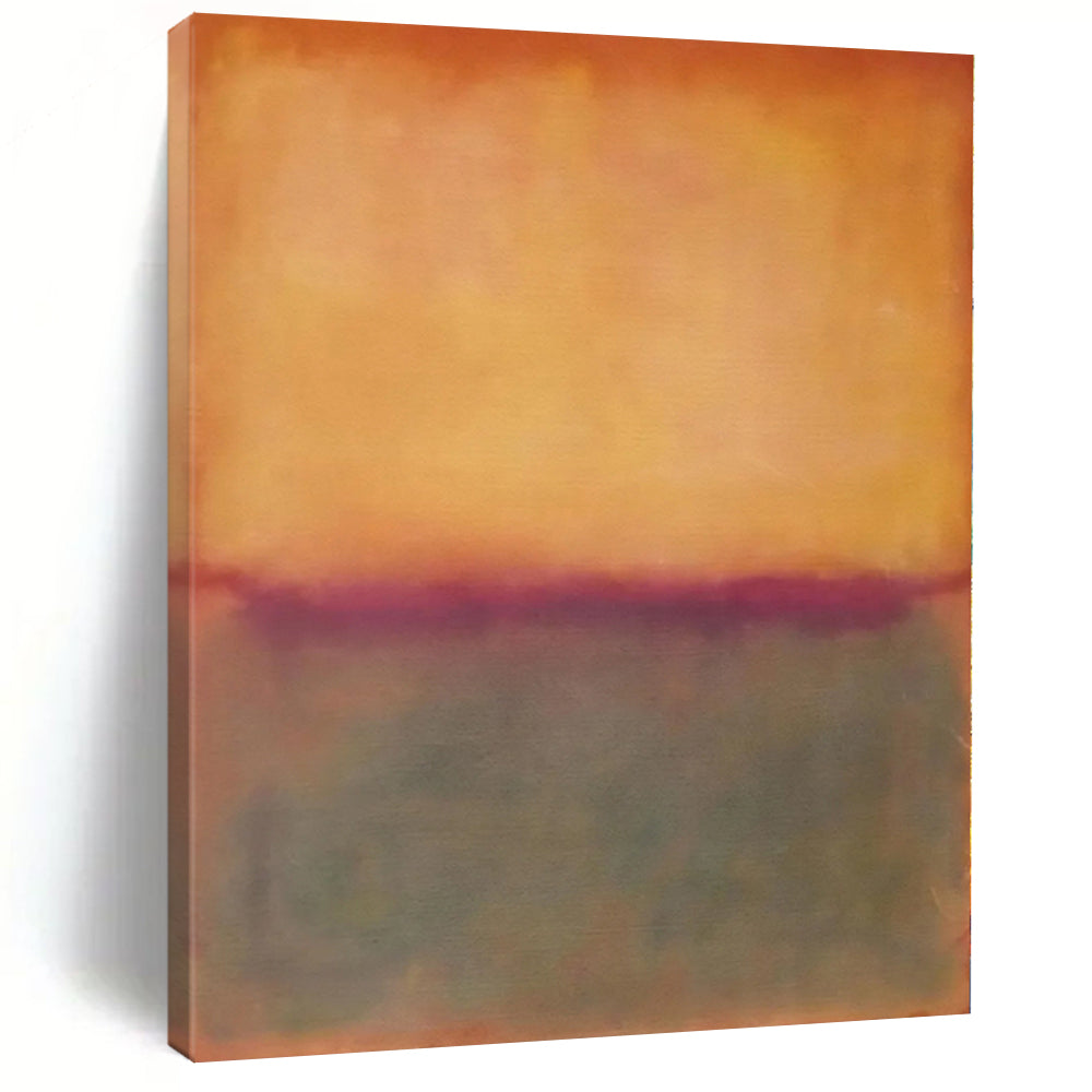 Handmade Art Orange & Gray Color Field Abstract Painting On Canvas PT054