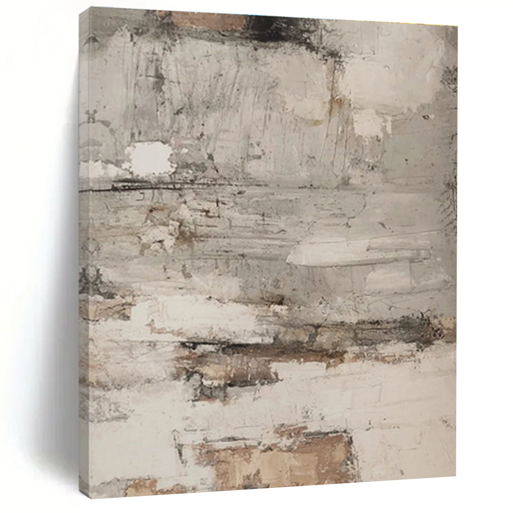 Hand Painted Art Gray, Beige, and Brown Textured Abstract Piece, Modern Art Acrylic PT319