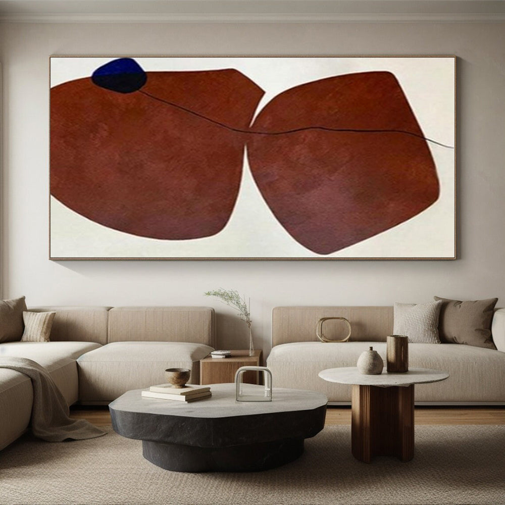 Unique Abstract Art Brown and Blue Organic Abstract Art PT689