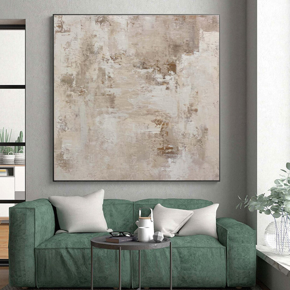 Hand Painted Art Beige and Gray Textured Abstract Piece, Modern Art Acrylic PT329