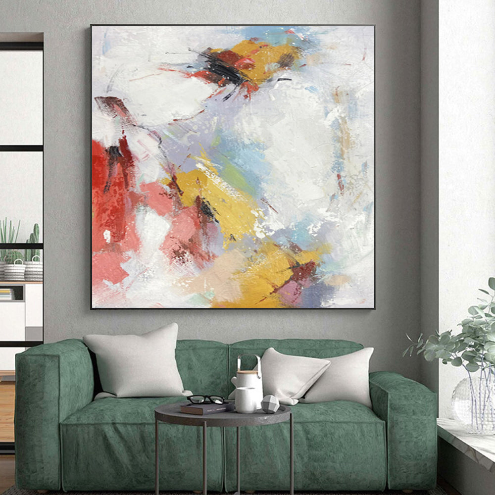 Oversized Abstract Wall Art Multicolor Textured Abstract Art PT389