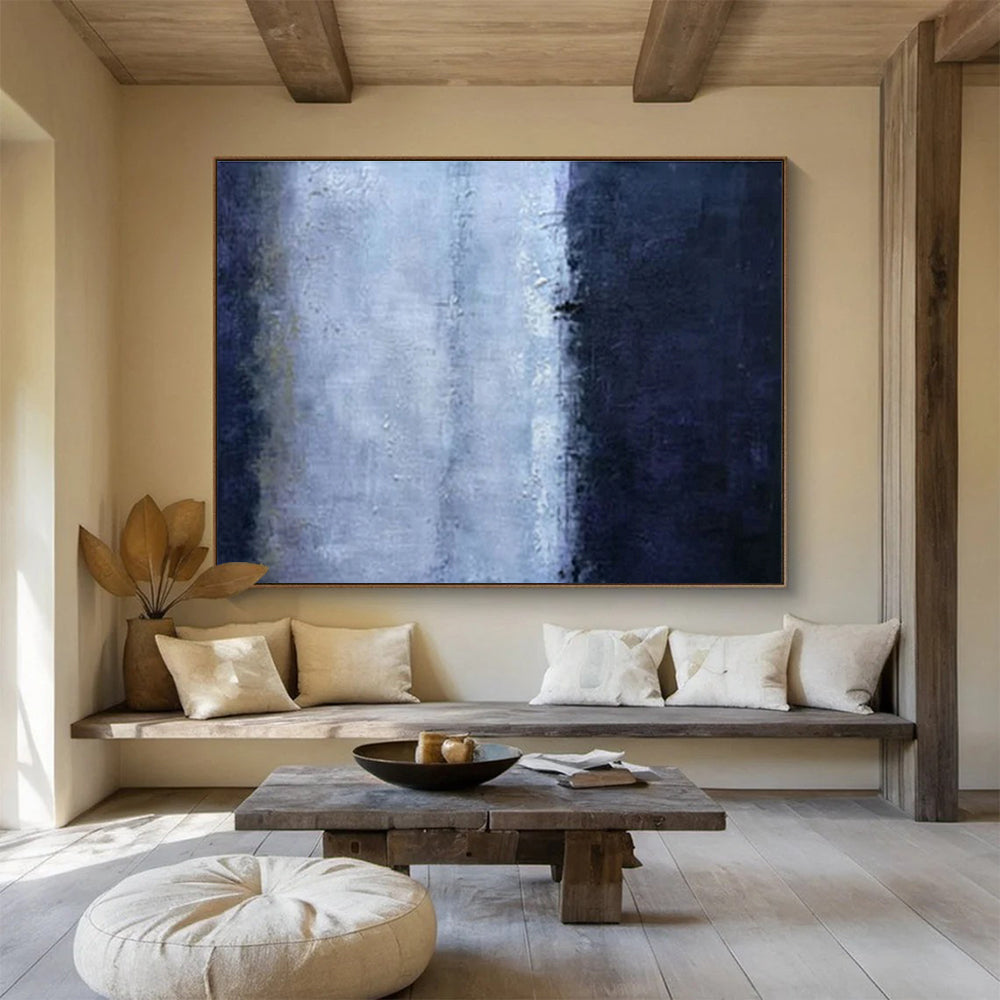 Large Contemporary Wall Art Blue and Gray Abstract Minimalist Art HPS366