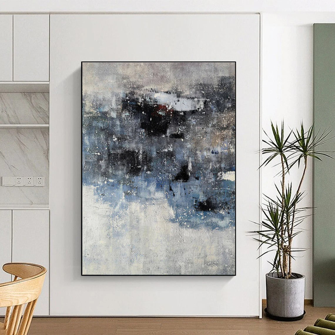 Acrylic Modern Art Paintings Blue Gray White Abstract Art PT419