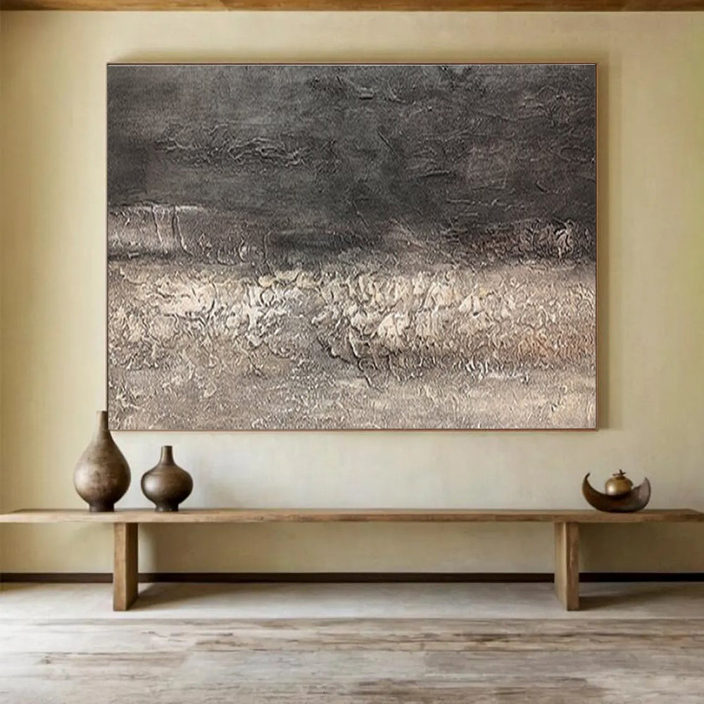 Oversized Abstract Wall Art Gray and Beige Textured Abstract Art HPS377