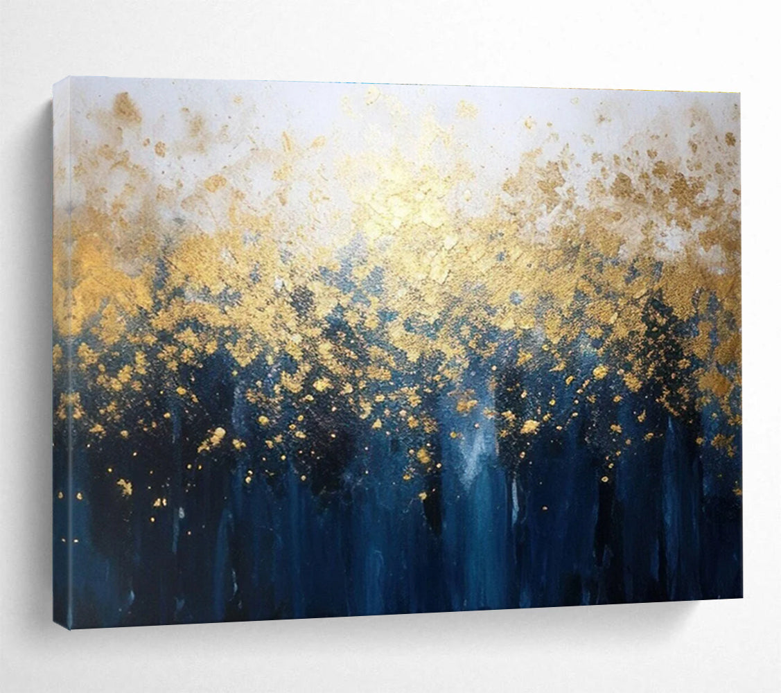 Unique Abstract Art Navy & Gold Abstract Forest Art HPS195