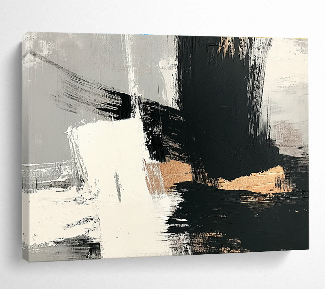 Cool Abstract Paintings Black, White, and Gold Minimalist Abstract Art HPS328