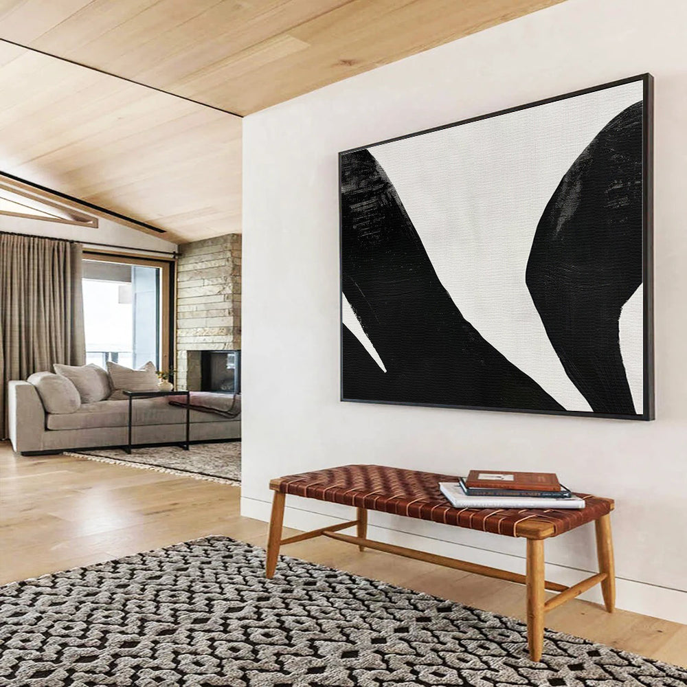 Cool Abstract Paintings Black & White Geometric Shapes Abstract On Canvas HPS048