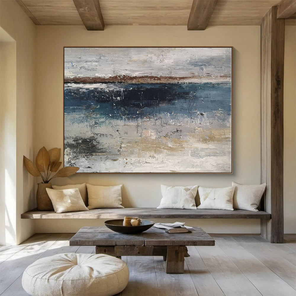 Minimalist Canvas Art Neutral Tones Textured Coastal Abstract Painting On Canvas HPS077