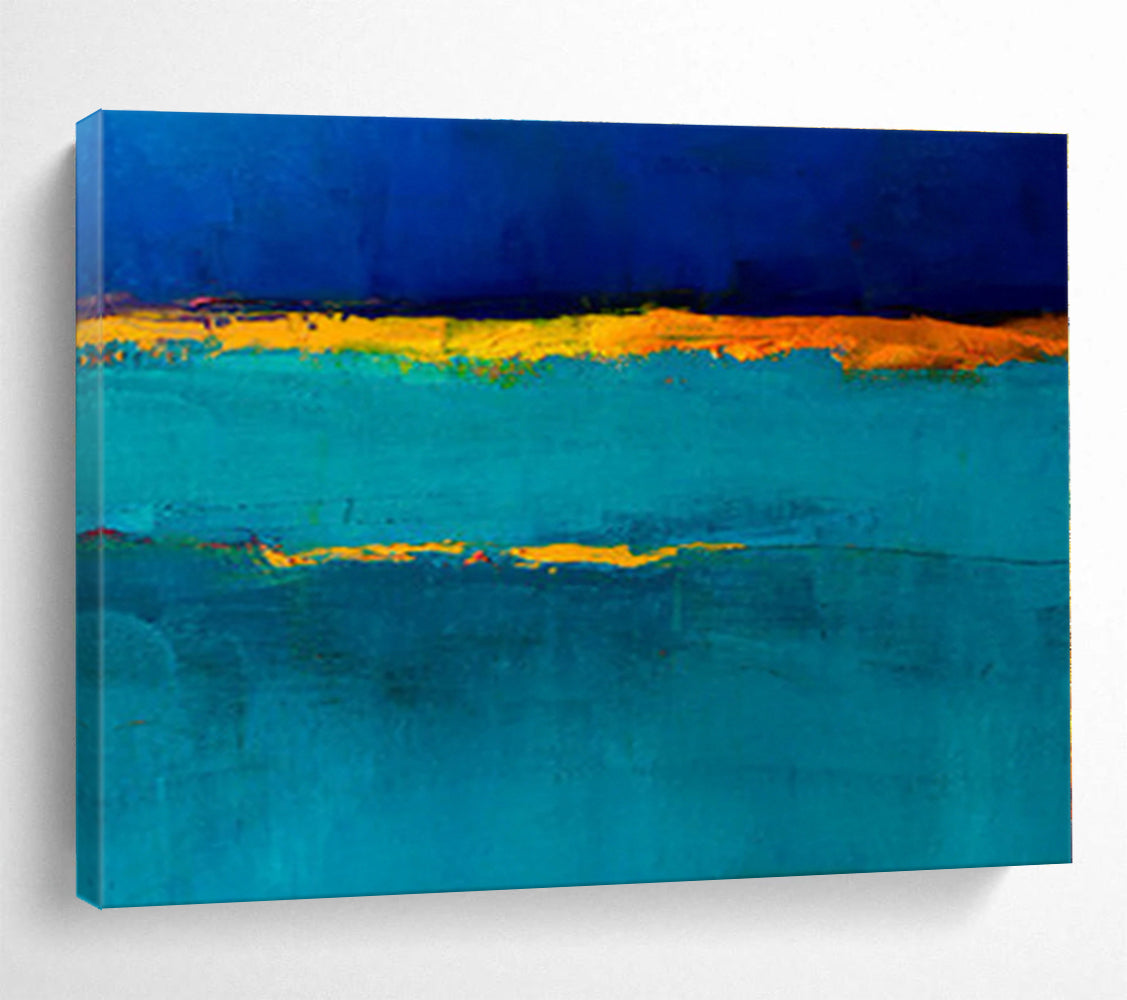 Modern Art Acrylic Blue & Orange Abstract Painting On Canvas HPS096