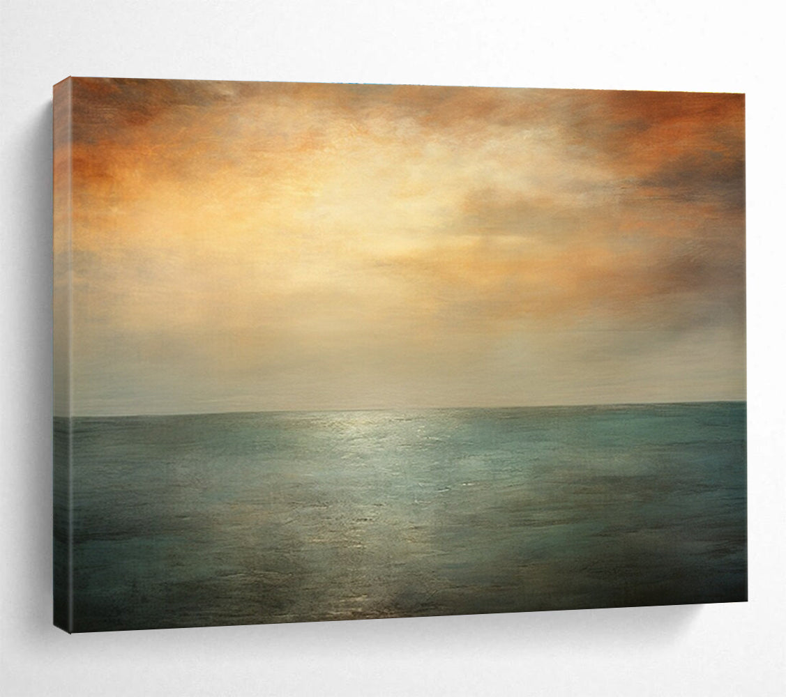 Unique Abstract Art Orange & Teal Abstract Sea & Sky Art HPS170