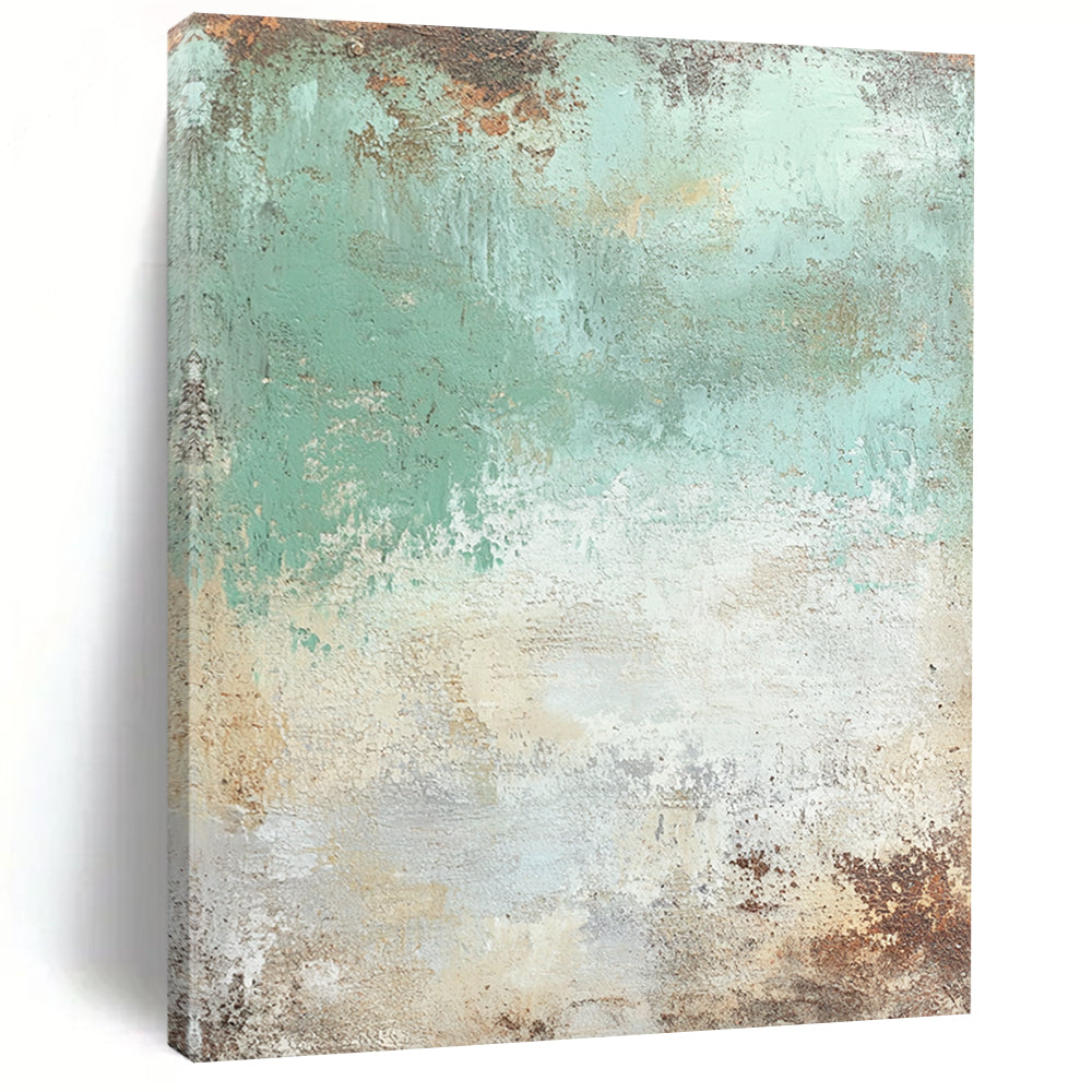 Large Painting In Living Room Green & Brown Textured Abstract Painting On Canvas PT130