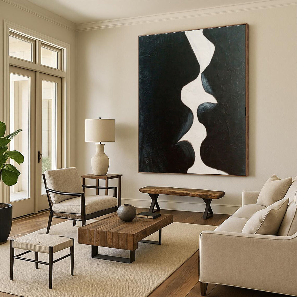 Handmade Art Black and White Organic Abstract Art PT720