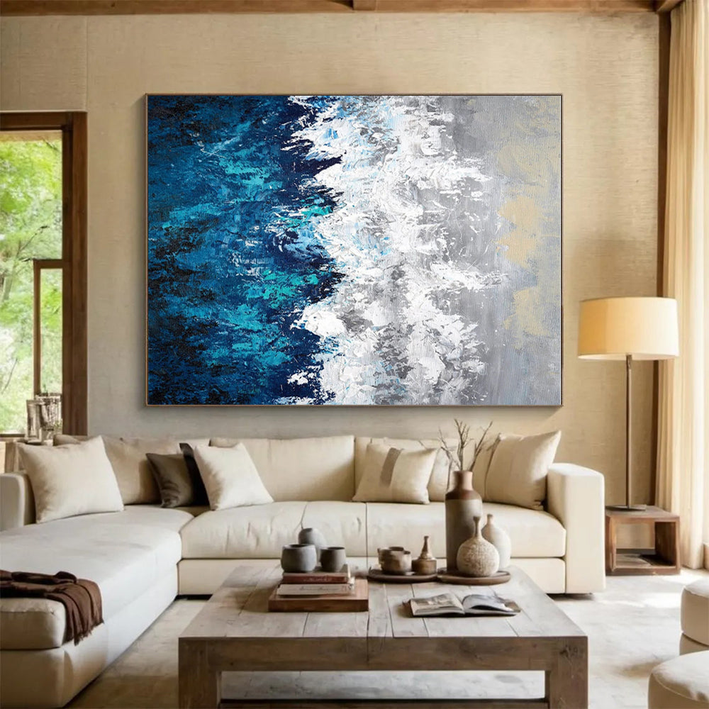 Acrylic Modern Art Paintings Blue Gray White Abstract Landscape Art PT382