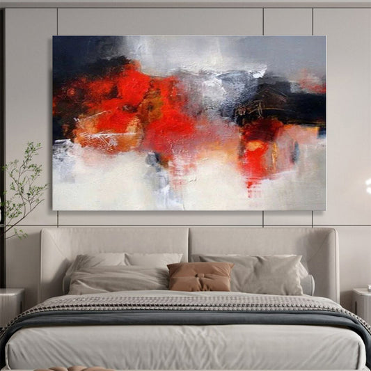 Acrylic Modern Art Paintings Red, Gray & White Textured Abstract Painting On Canvas HPS102