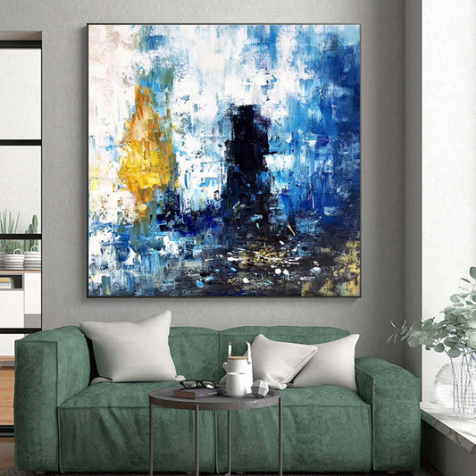Cool Abstract Paintings Blue Yellow Urban Abstract Acrylic Modern Art PT432