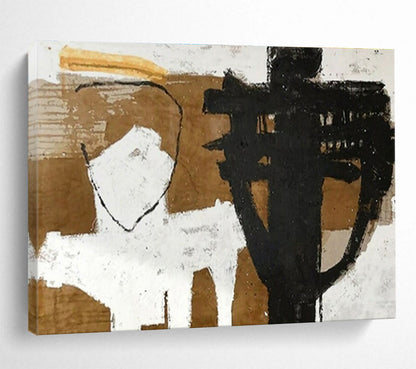 Huge Size Black, White, and Brown Abstract Figurative Art HPS383