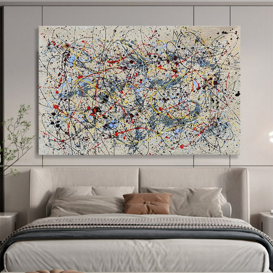 Large Painting In Living Room Multicolor Splatter Abstract Expressionist Art HPS365