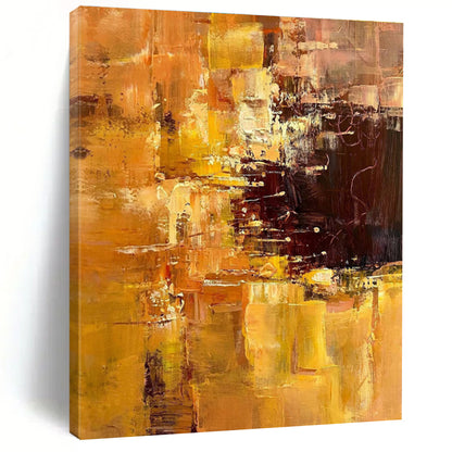 Large Painting In Living Room Orange Brown Abstract Expressionist Oil Painting PT350