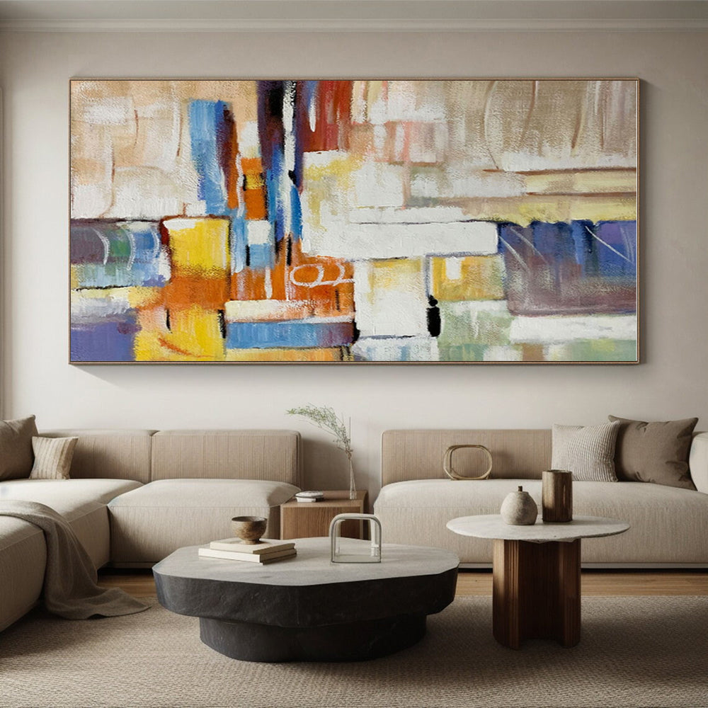 Modern Art Acrylic Multicolor Geometric Abstract Art for House PT458