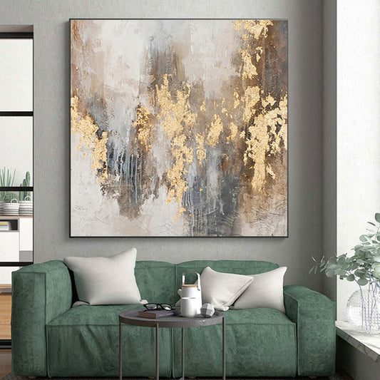 Oversized Abstract Wall Art Gray Gold Textured Abstract Art PT503