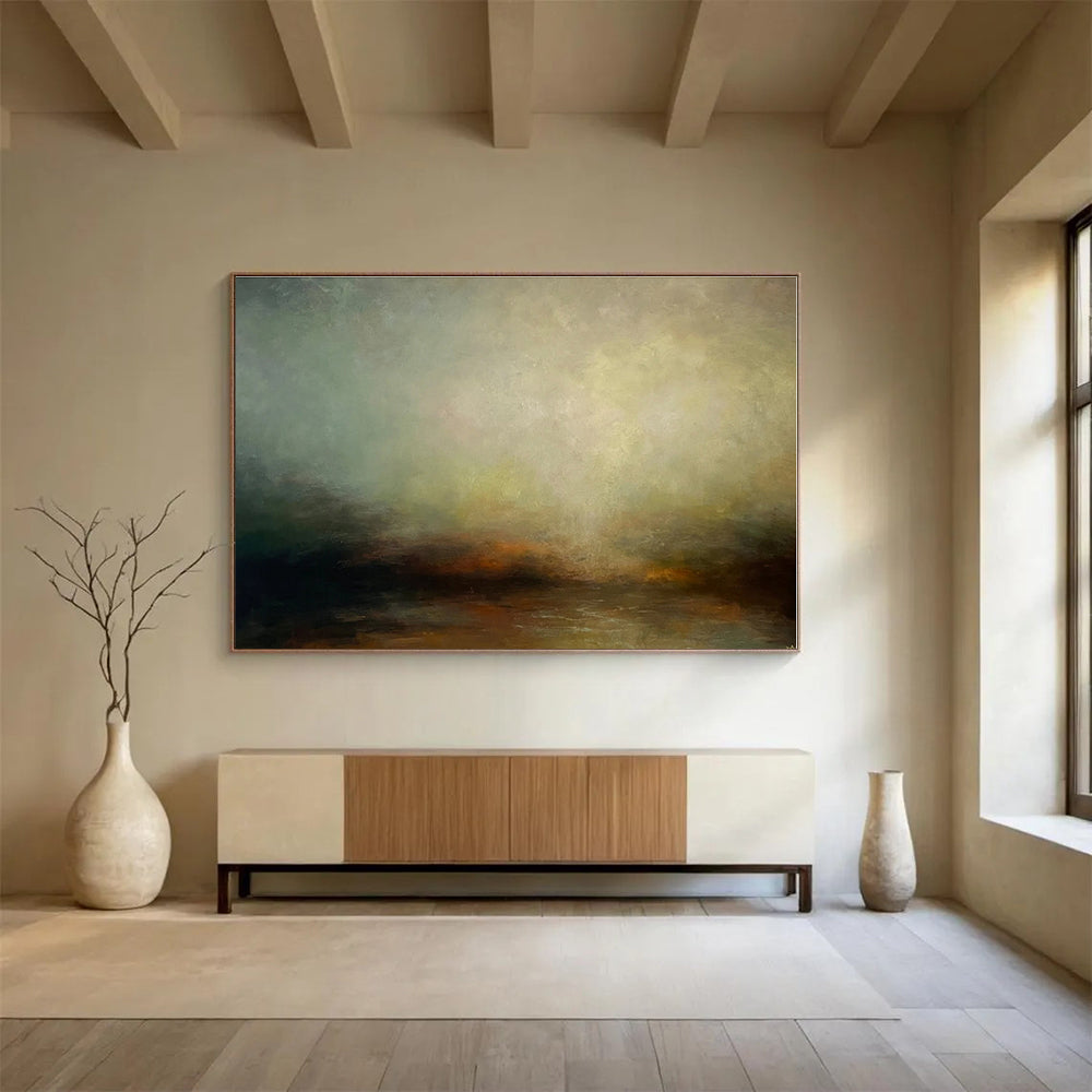 Minimalist Canvas Art Earthy Tones Misty Landscape Abstract Painting On Canvas HPS135