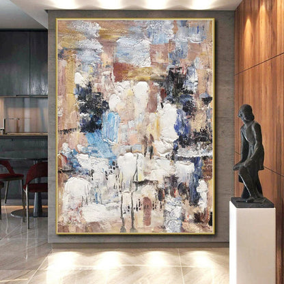 Hand-Painted Multicolor Textured Abstract Painting On Canvas PT061