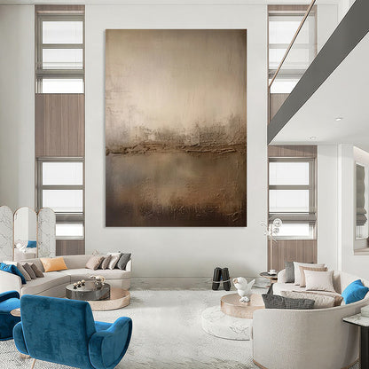 Cool Abstract Paintings Beige, Brown, and Gray Textured Abstract Landscape Art DPS473