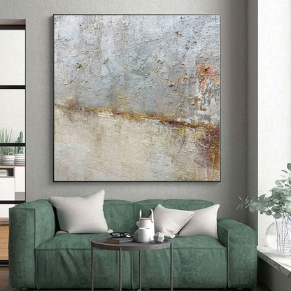Large Painting In Living Room Gray & Brown Textured Abstract Painting On Canvas PT080